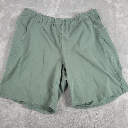 Woman Within Shorts Womens 2X Green Elastic Waist Pockets Pull On Athletic GRE4E