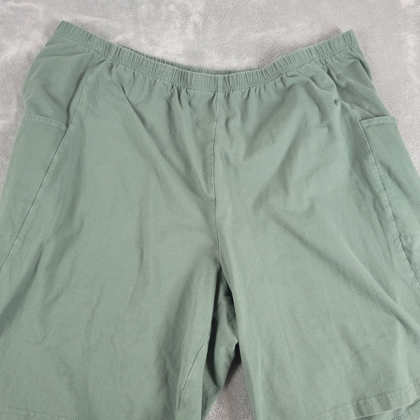 Woman Within Shorts Womens 2X Green Elastic Waist Pockets Pull On Athletic GRE4E