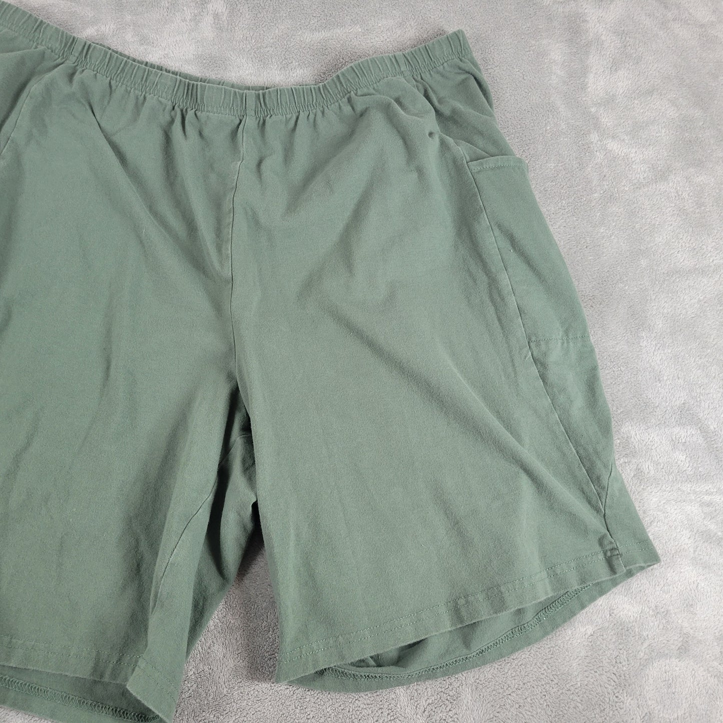 Woman Within Shorts Womens 2X Green Elastic Waist Pockets Pull On Athletic GRE4E