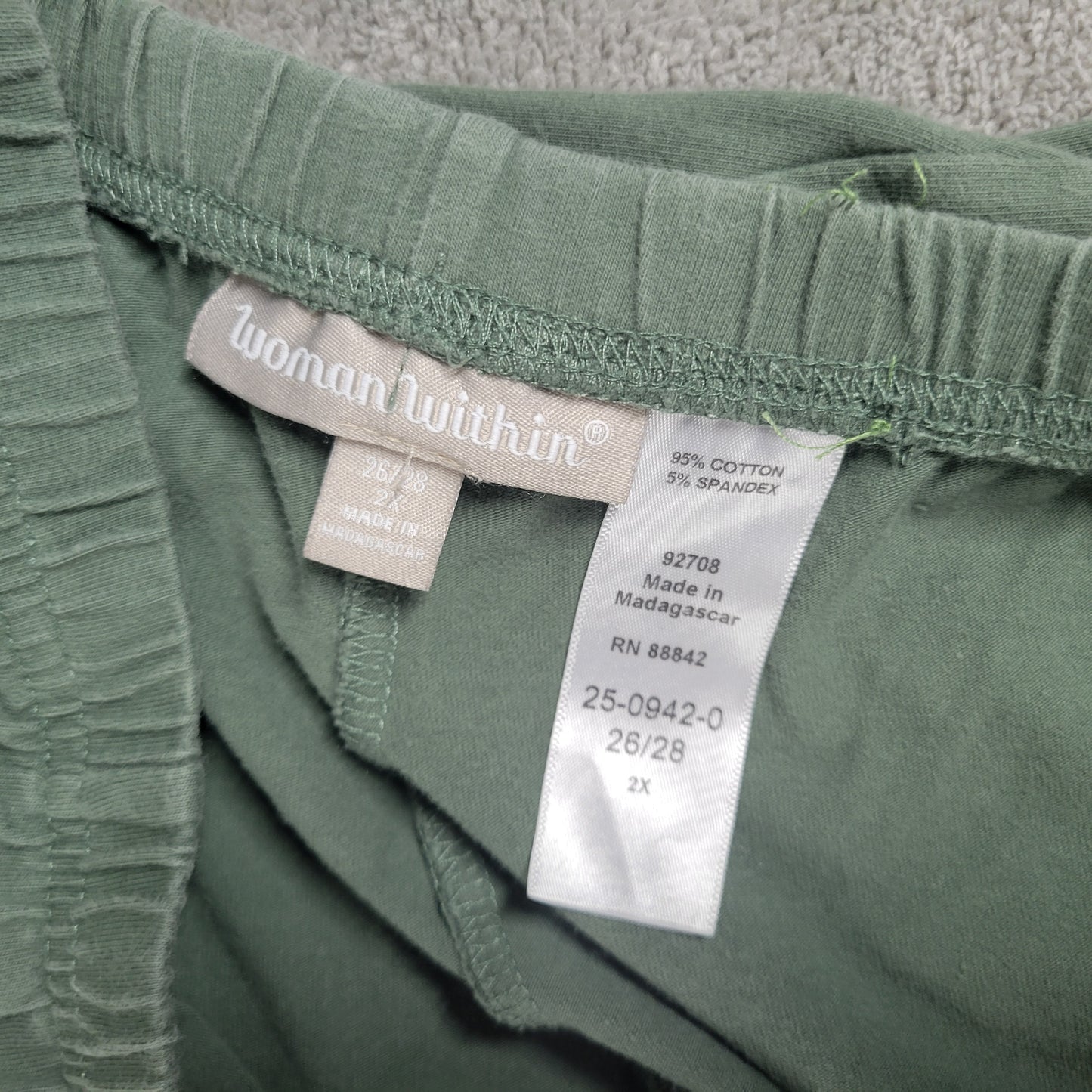 Woman Within Shorts Womens 2X Green Elastic Waist Pockets Pull On Athletic GRE4E