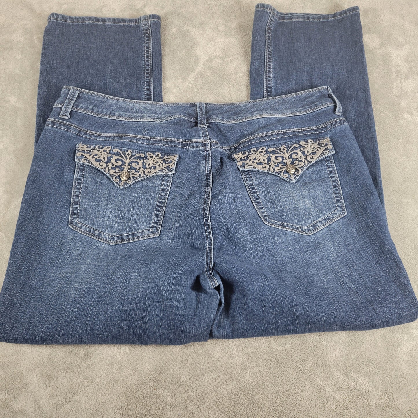 Melissa McCarthy Seven7 Jeans 22W Dark Wash Bootcut Embroidered Rhinestone BOO6E