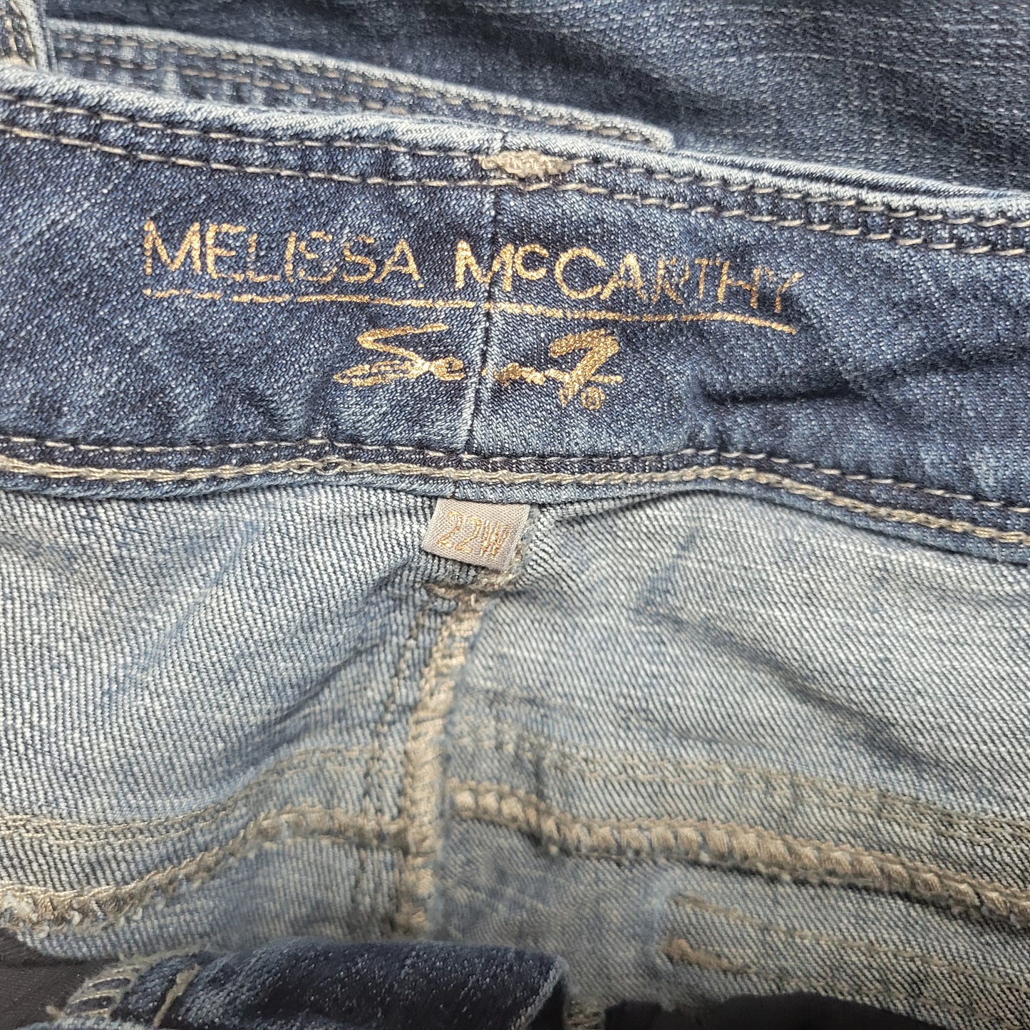 Melissa McCarthy Seven7 Jeans 22W Dark Wash Bootcut Embroidered Rhinestone BOO6E