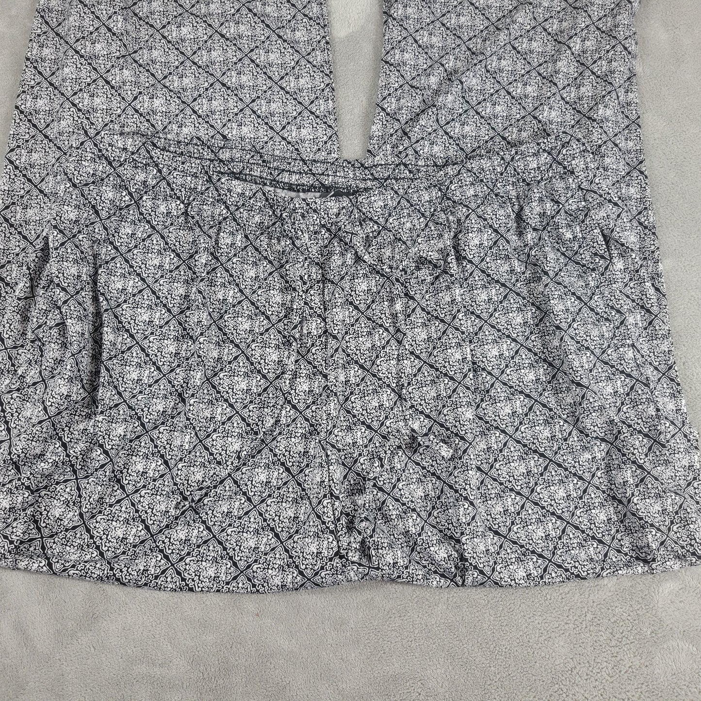 Lane Bryant 18/20 Wide Leg Palazzo Pants Black White Geometric Pull On GEO158E
