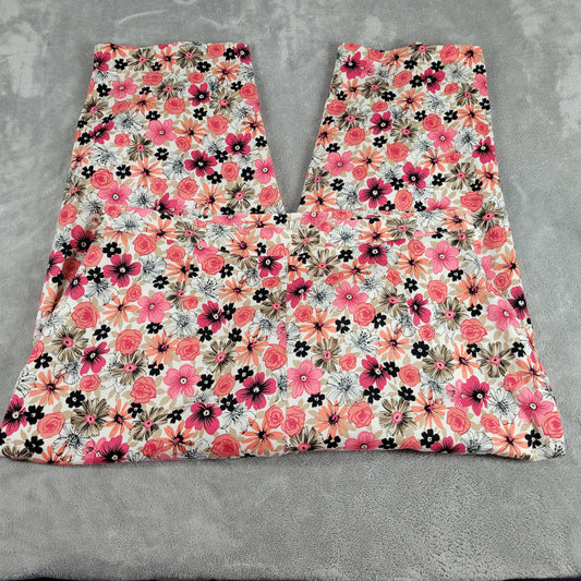 New York Clothing Co Floral Capri Pants Size 22W Black Pink Slit FLO233E