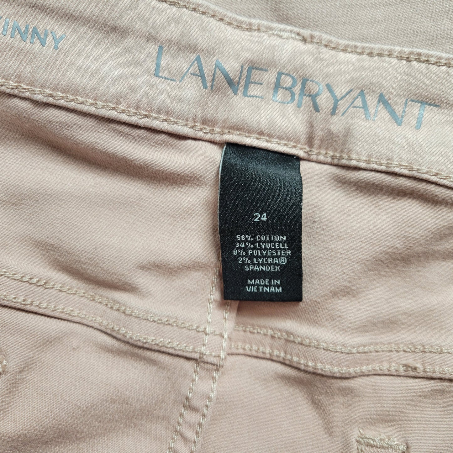 Lane Bryant Tan Skinny Jeans Size 24 Plus Super Stretch Elastic Waist SKI26E