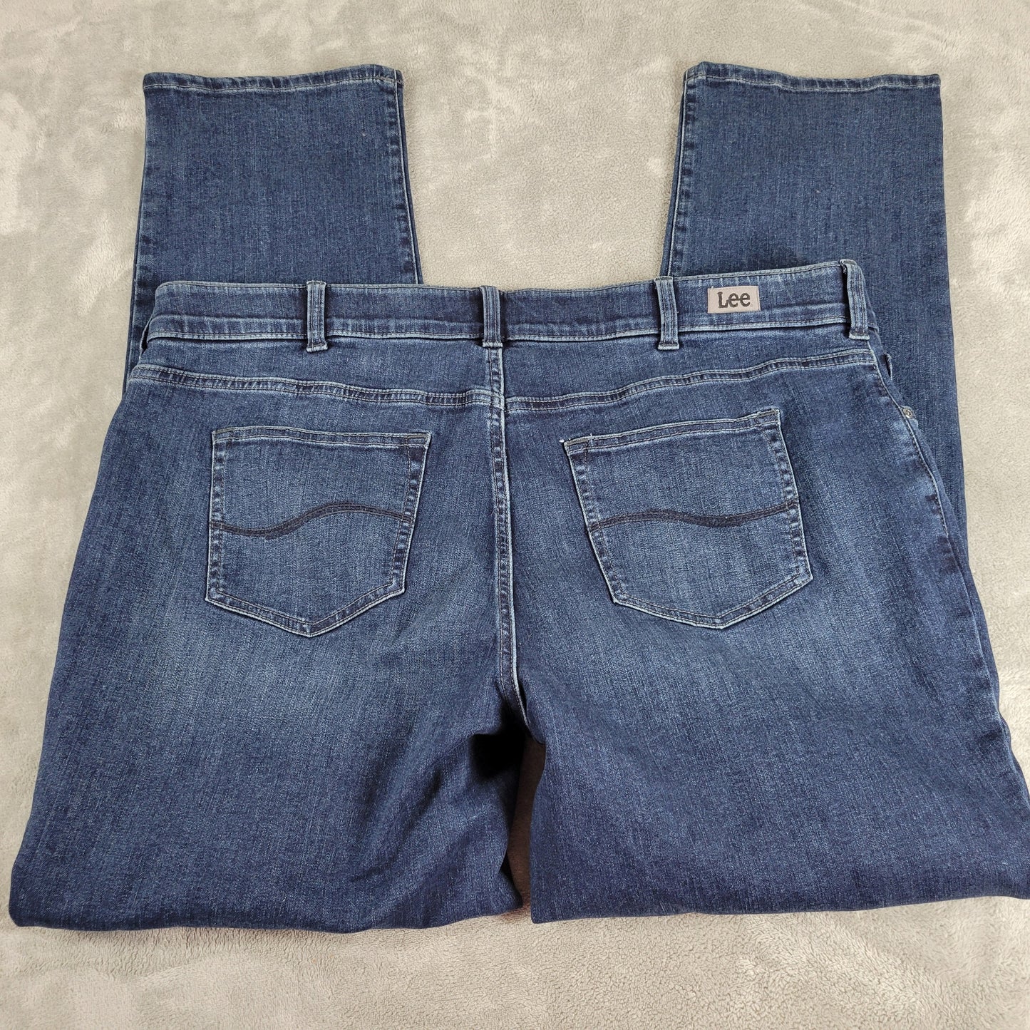 Lee Jeans Womens 22W Long Flex Motion Mid Rise Dark Blue Wash Straight SL117E