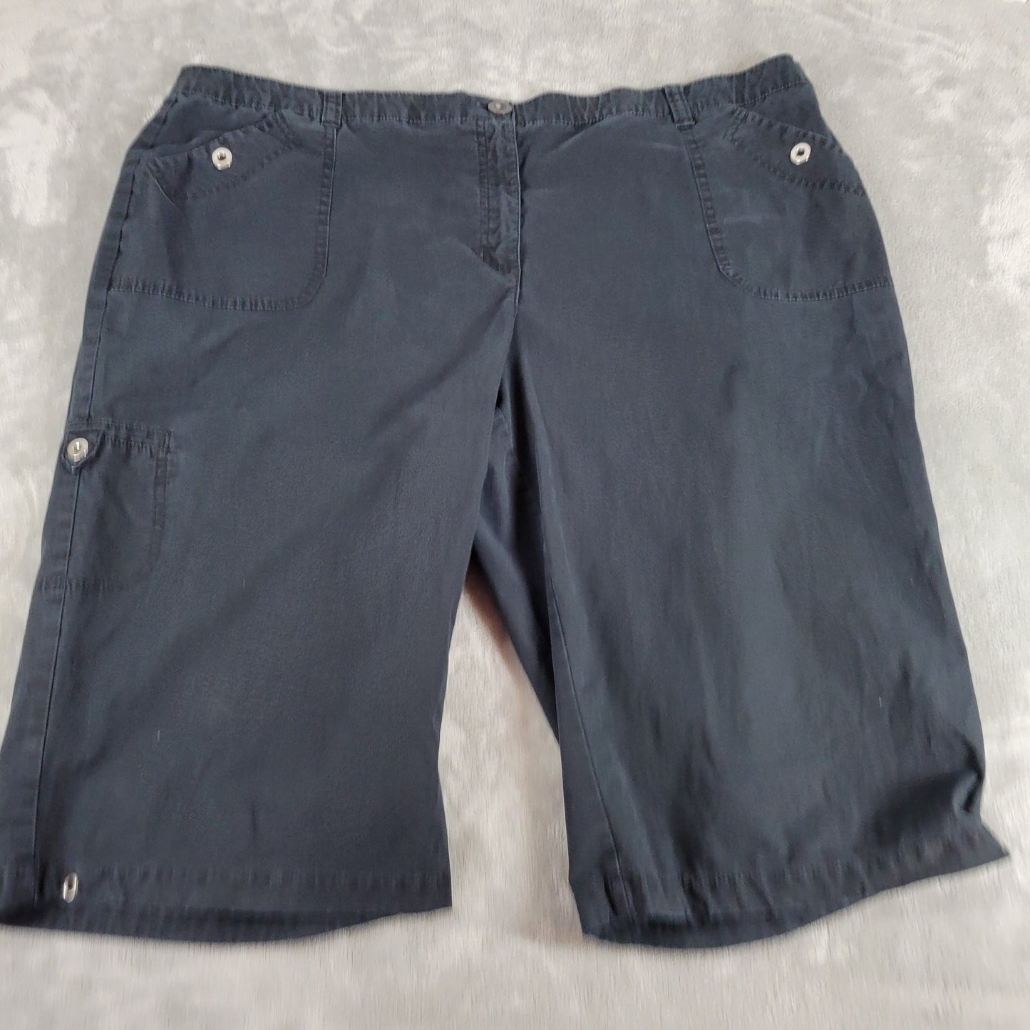 Karen Scott Cargo Shorts Womens 18W Black Skimmer Elastic Waist Cotton BLA71E