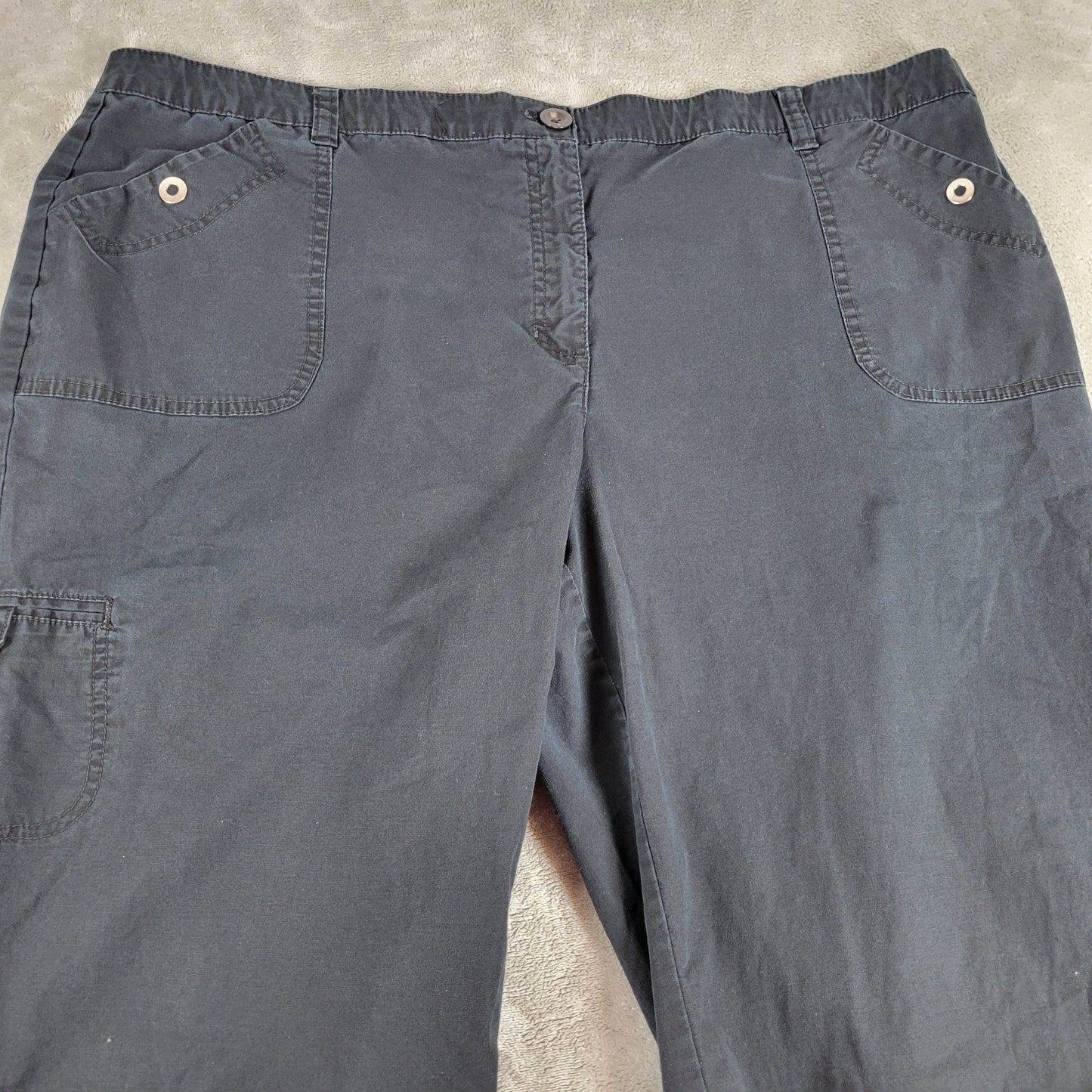 Karen Scott Cargo Shorts Womens 18W Black Skimmer Elastic Waist Cotton BLA71E
