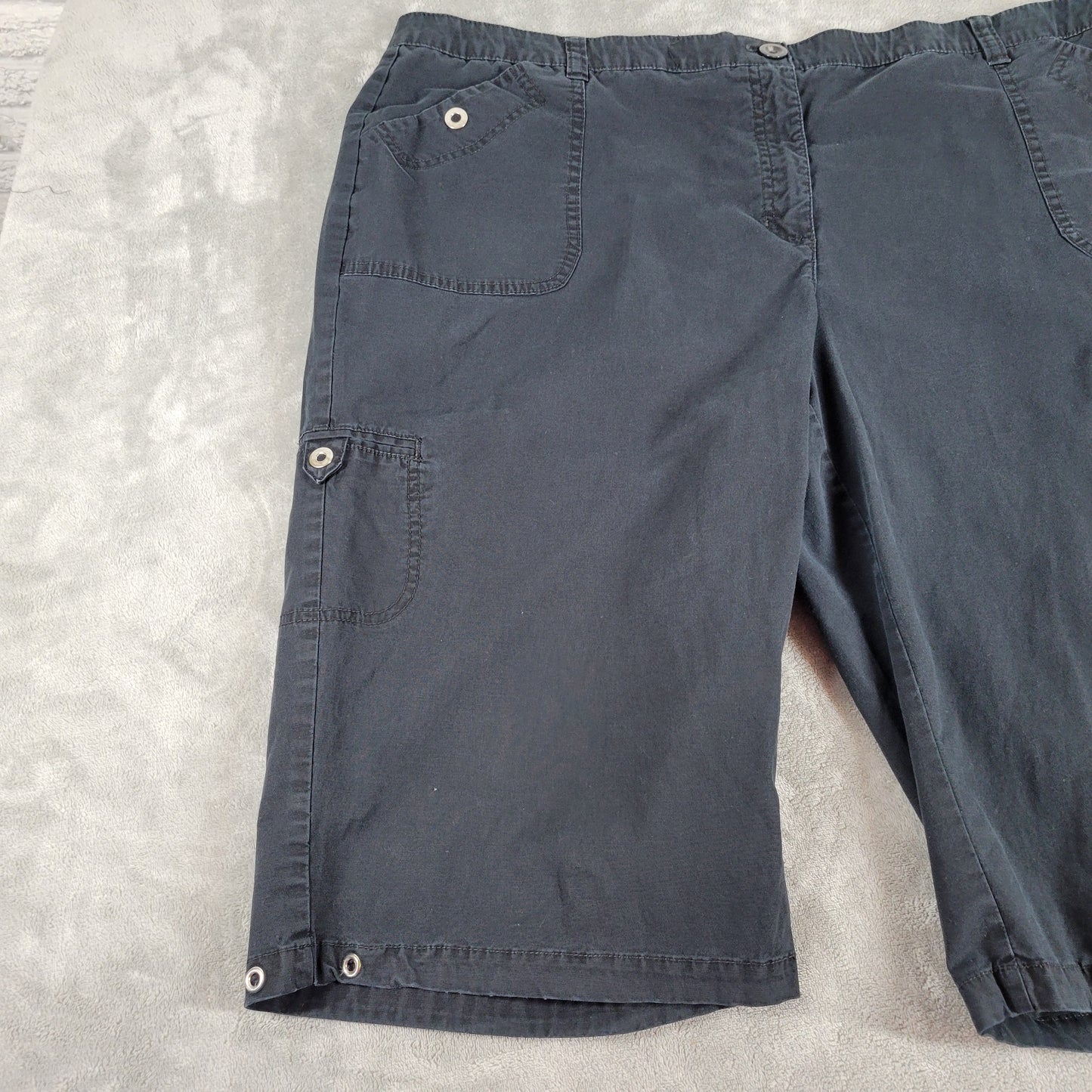 Karen Scott Cargo Shorts Womens 18W Black Skimmer Elastic Waist Cotton BLA71E