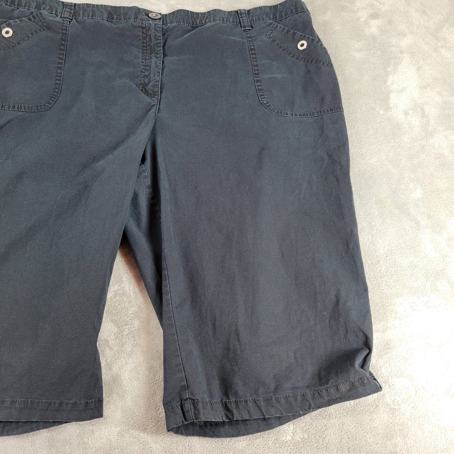 Karen Scott Cargo Shorts Womens 18W Black Skimmer Elastic Waist Cotton BLA71E