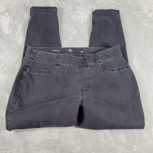 St Johns Bay Jeggings Womens 16W Black Jeans Elastic Waist Cotton Denim SL116E