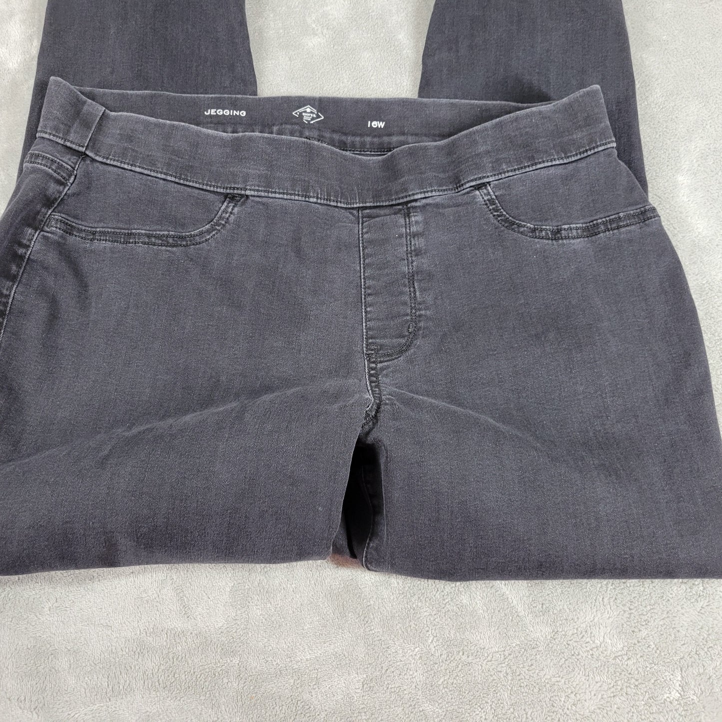 St Johns Bay Jeggings Womens 16W Black Jeans Elastic Waist Cotton Denim SL116E