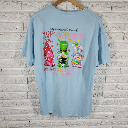 Simply Southern Shirt XL  Blue Holiday Valentines St Patricks Easter NOV116