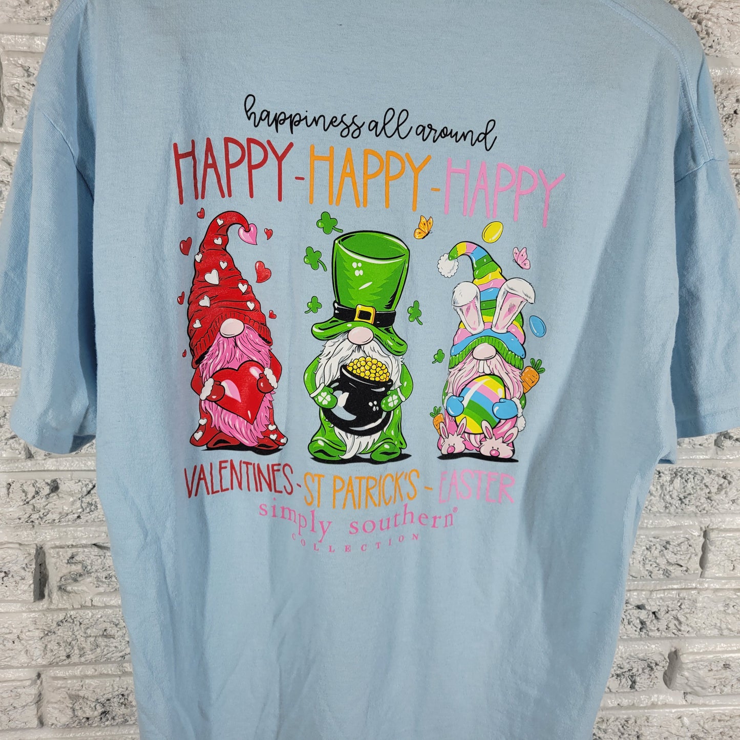 Simply Southern Shirt XL  Blue Holiday Valentines St Patricks Easter NOV116