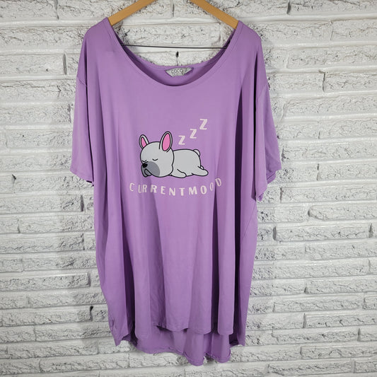 Coco Lounge Women 3X Purple Sleep Shirt French Bulldog Current Mood PUR40E