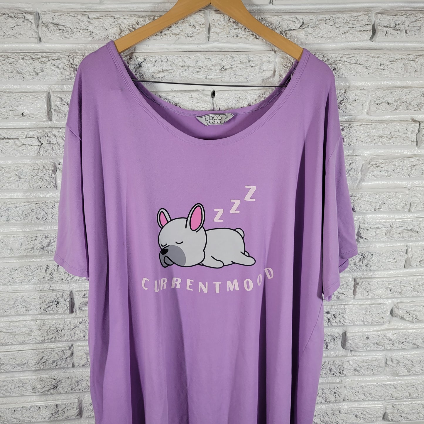 Coco Lounge Women 3X Purple Sleep Shirt French Bulldog Current Mood PUR40E
