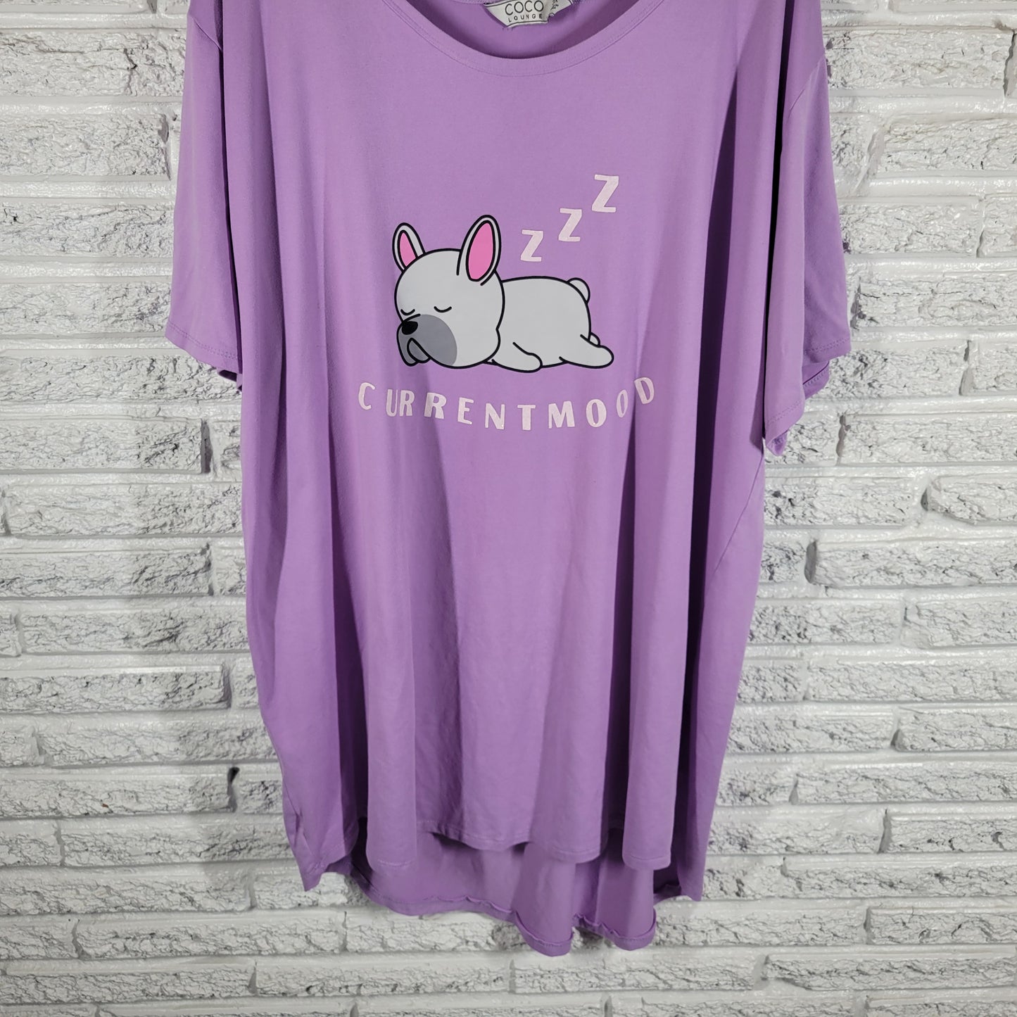 Coco Lounge Women 3X Purple Sleep Shirt French Bulldog Current Mood PUR40E