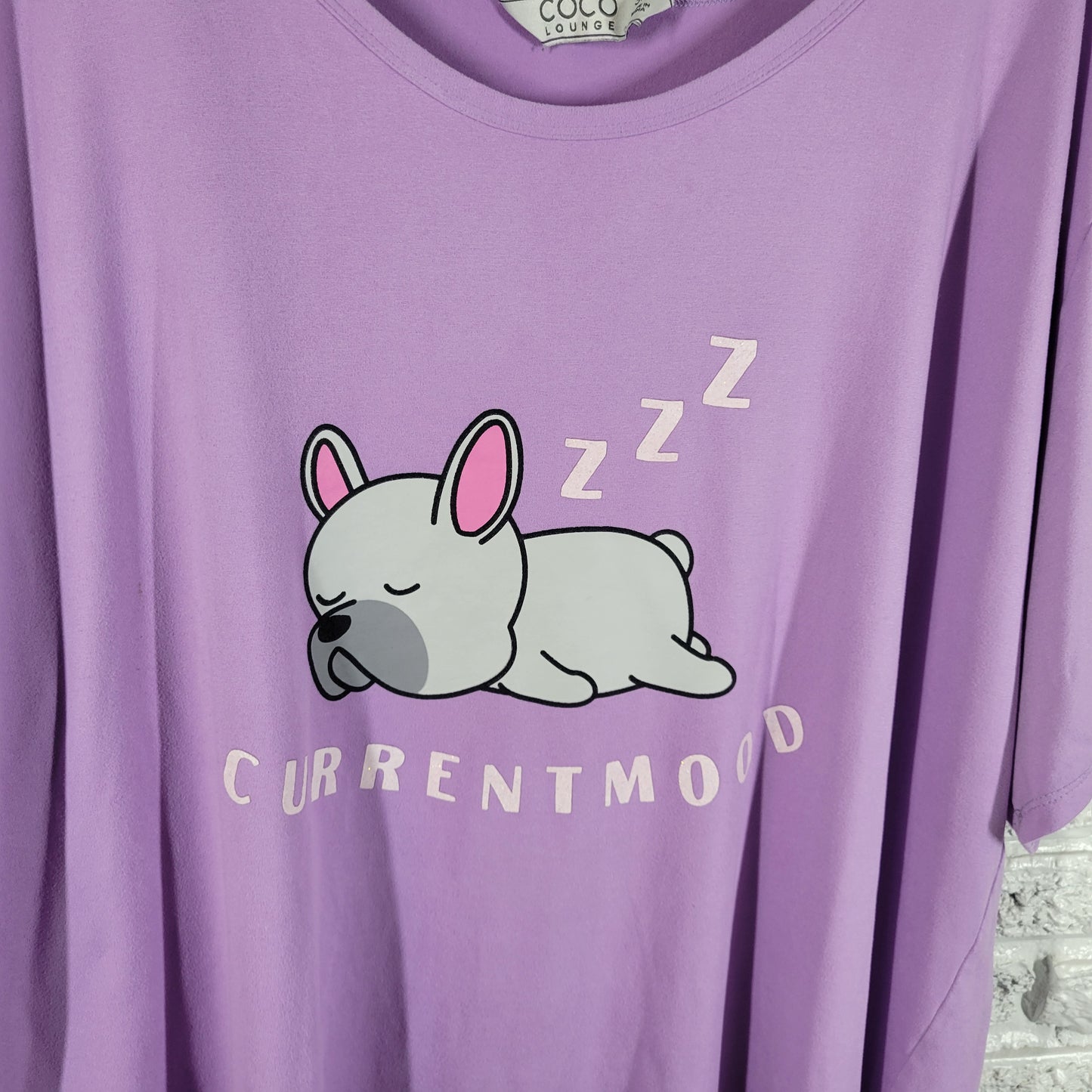 Coco Lounge Women 3X Purple Sleep Shirt French Bulldog Current Mood PUR40E