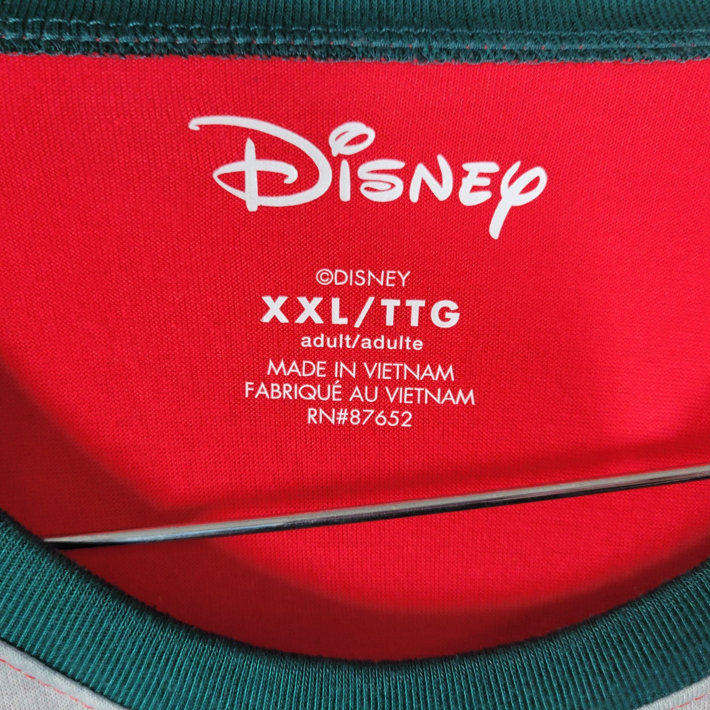 Disney Christmas Pajama Top Adult XXL Mickey Minnie Mouse Red Gray NOV44XE