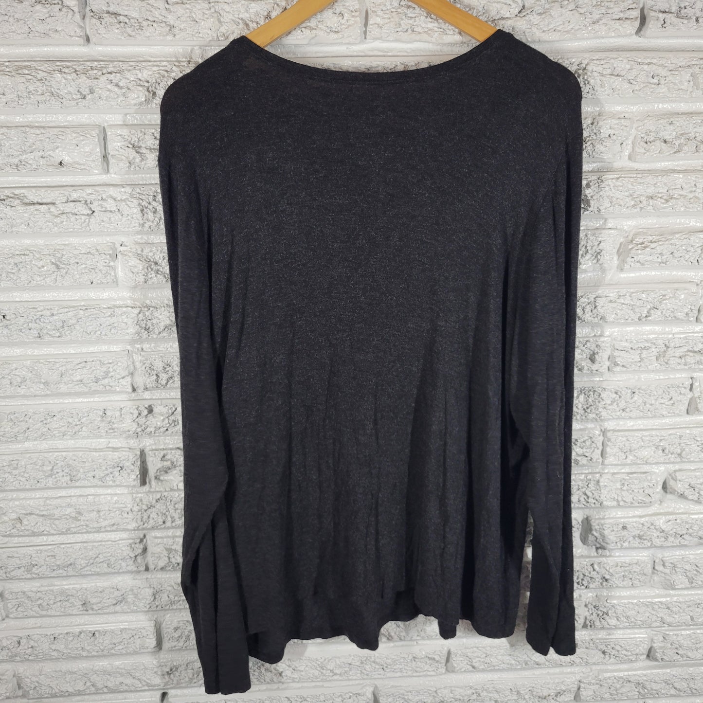 Eileen Fisher Knit Tee Womens 3X Black Long Sleeve Italian Yarn Viscose BLA125E
