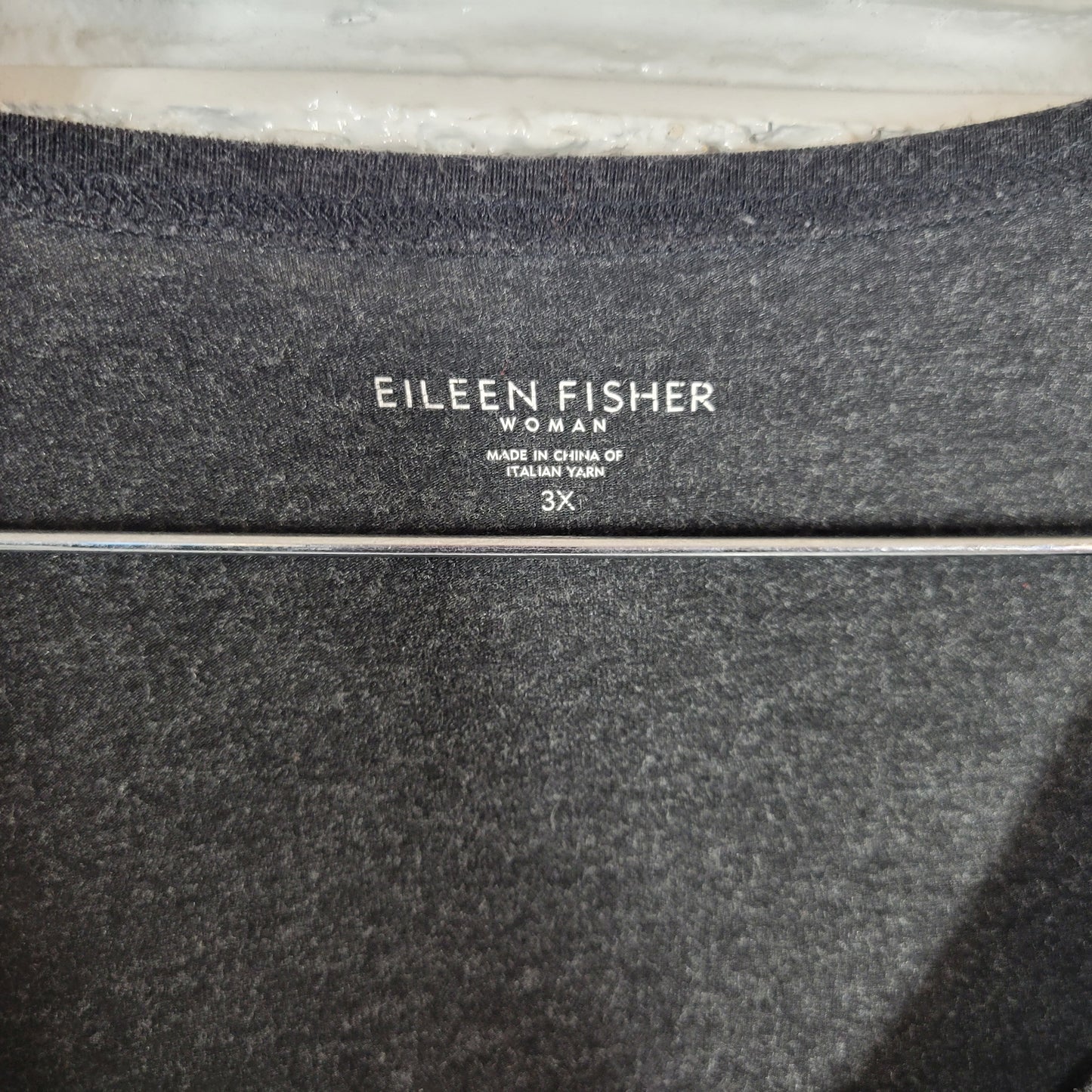 Eileen Fisher Knit Tee Womens 3X Black Long Sleeve Italian Yarn Viscose BLA125E