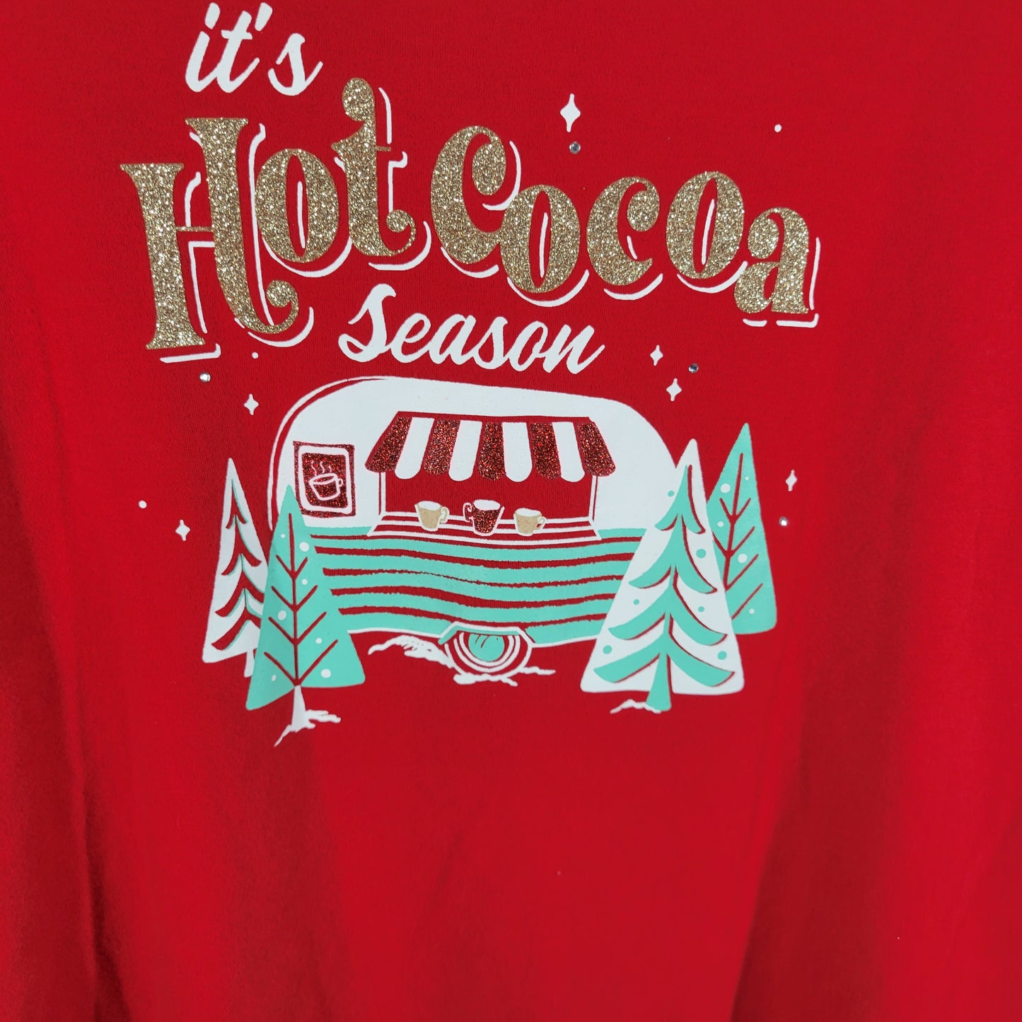 Croft & Barrow Christmas Tee Womens XL Red Hot Cocoa Camping RV RED42E