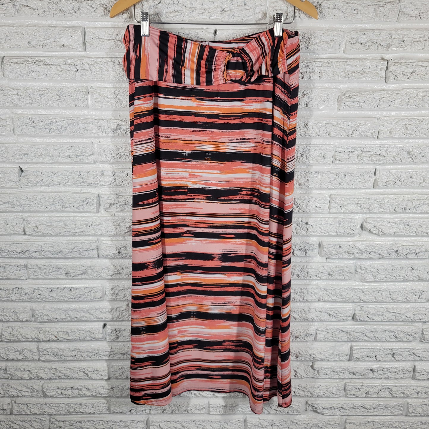 Robert Louis Skirt Womens 1X Plus A-Line Midi Elastic Waist Watercolor WAT95E