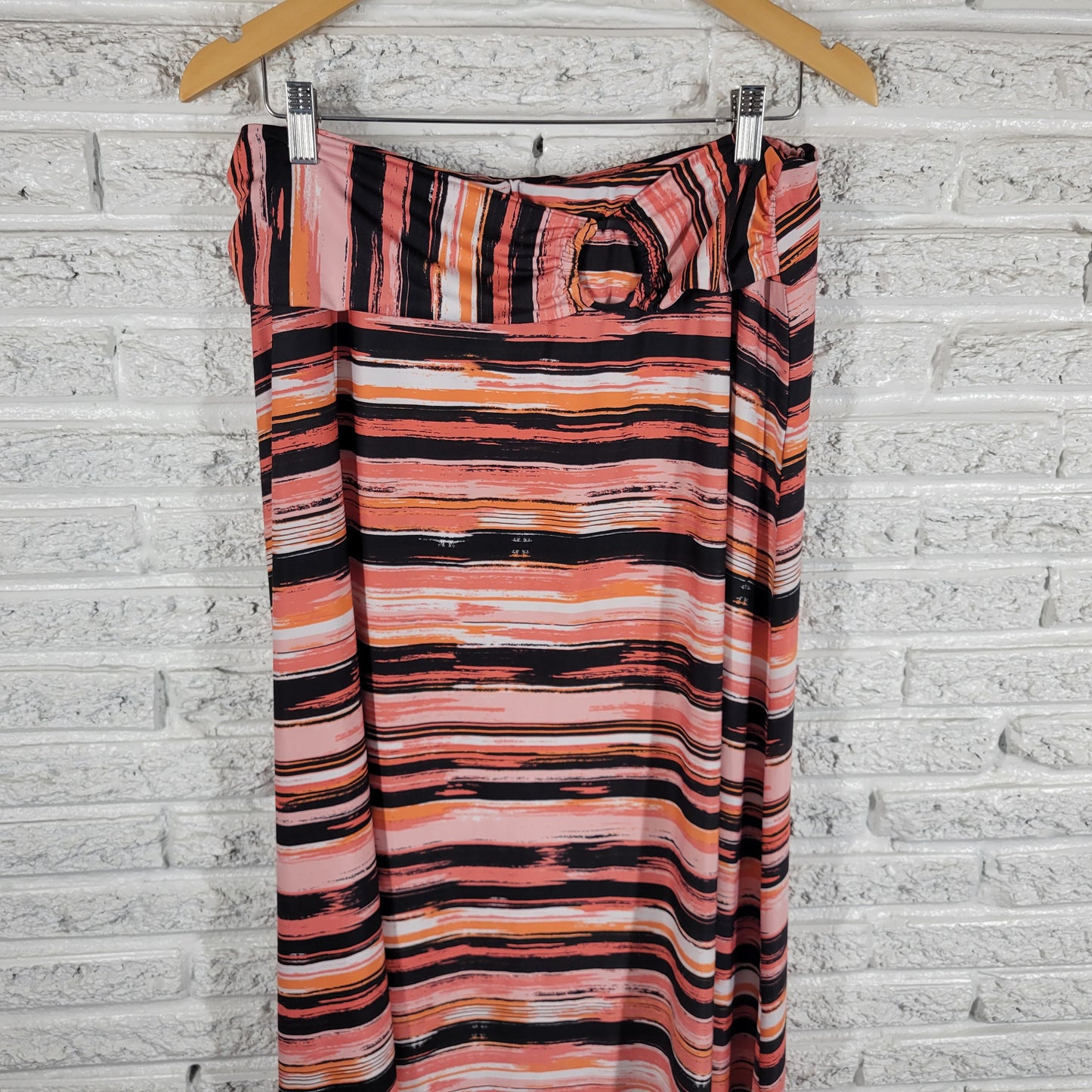 Robert Louis Skirt Womens 1X Plus A-Line Midi Elastic Waist Watercolor WAT95E