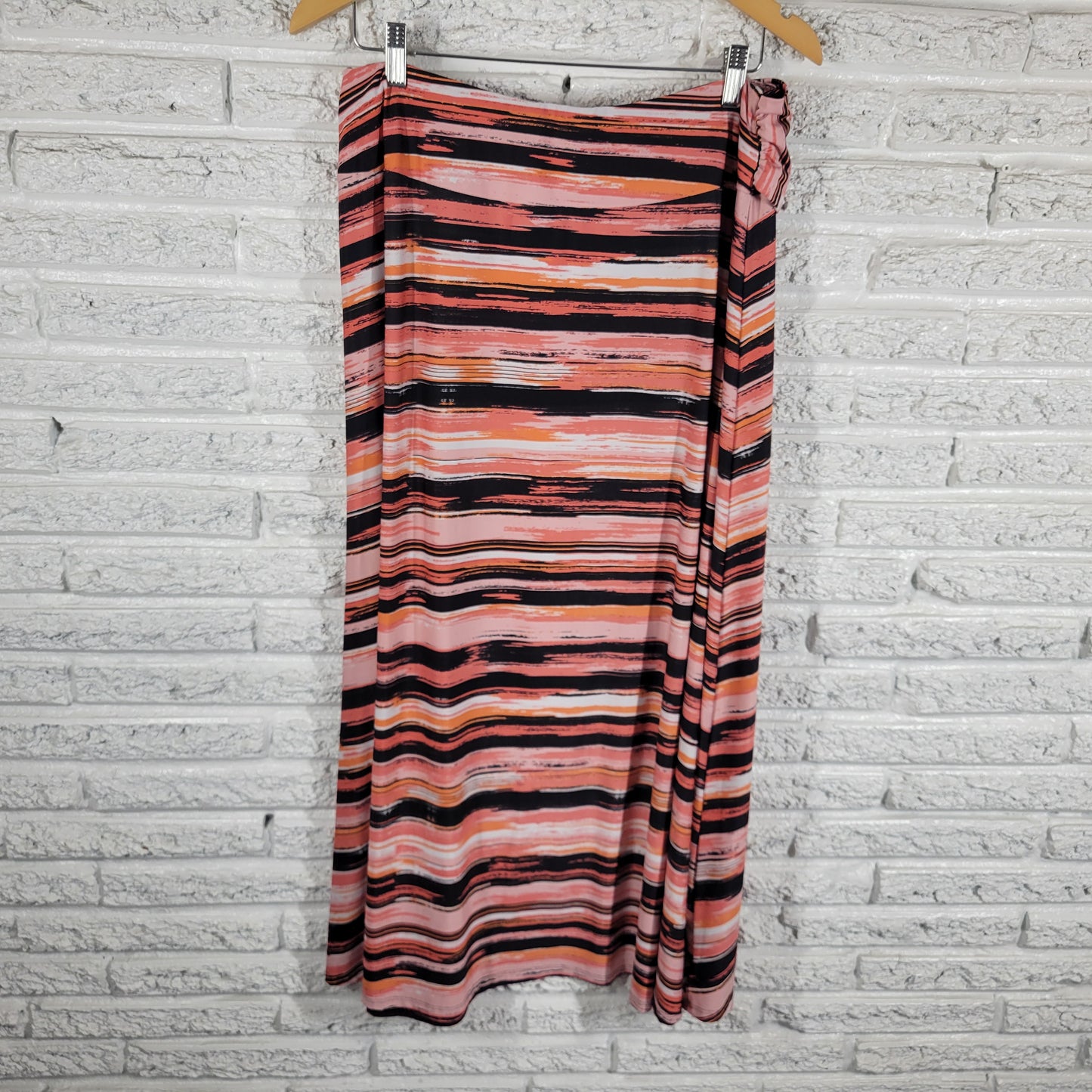 Robert Louis Skirt Womens 1X Plus A-Line Midi Elastic Waist Watercolor WAT95E
