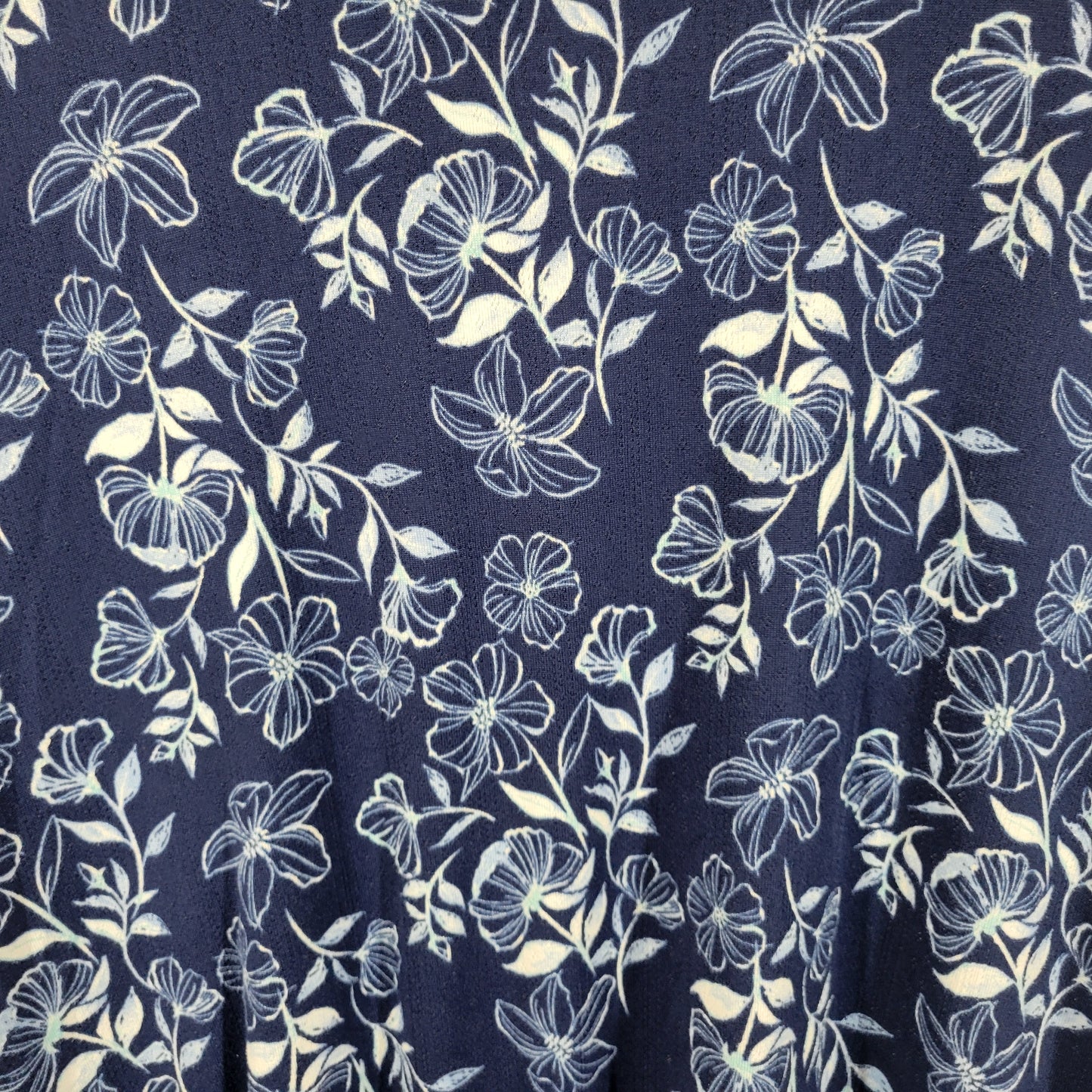 Croft & Barrow Nightgown Womens 2X Blue Floral Crochet Trim 1/4 Button FLO237E