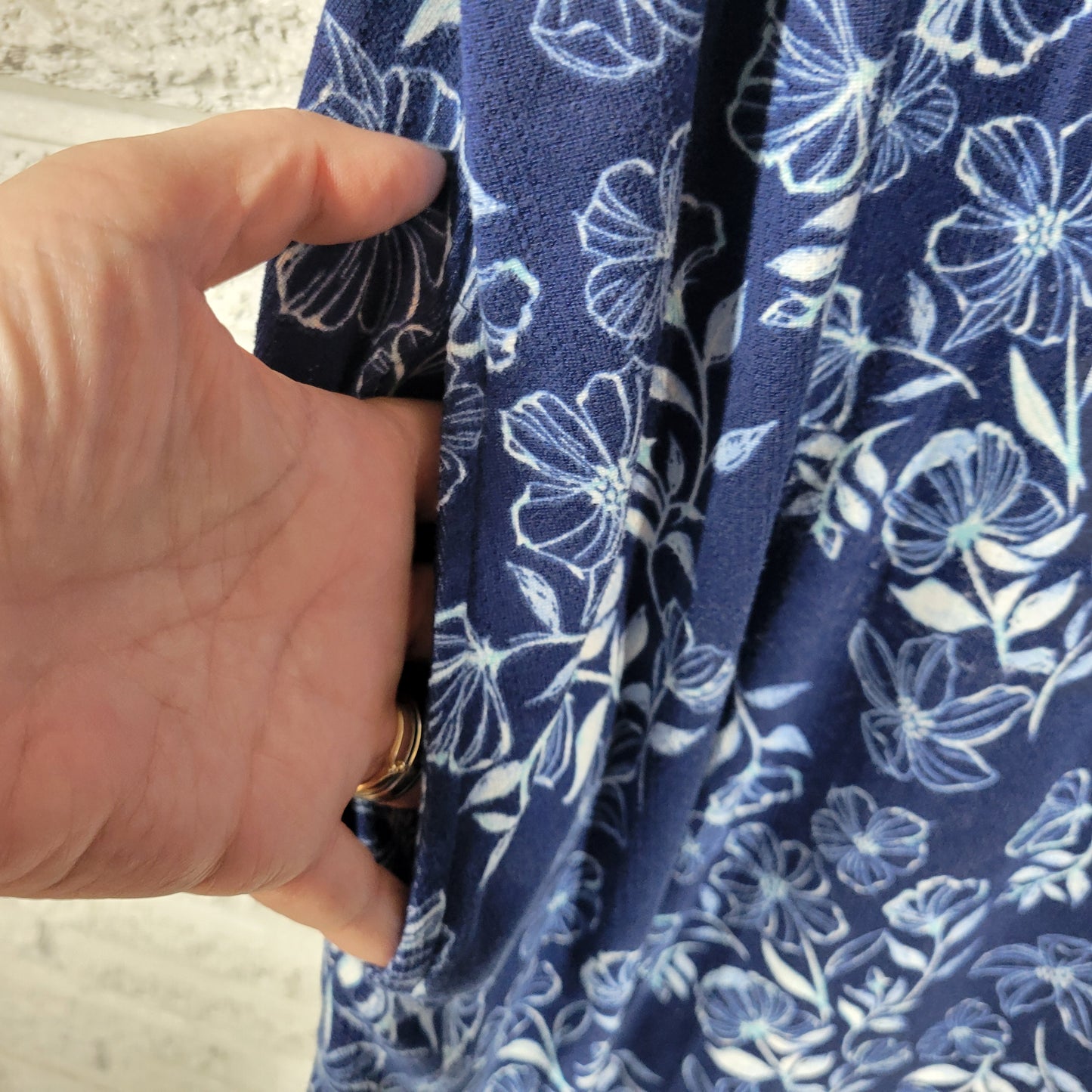 Croft & Barrow Nightgown Womens 2X Blue Floral Crochet Trim 1/4 Button FLO237E