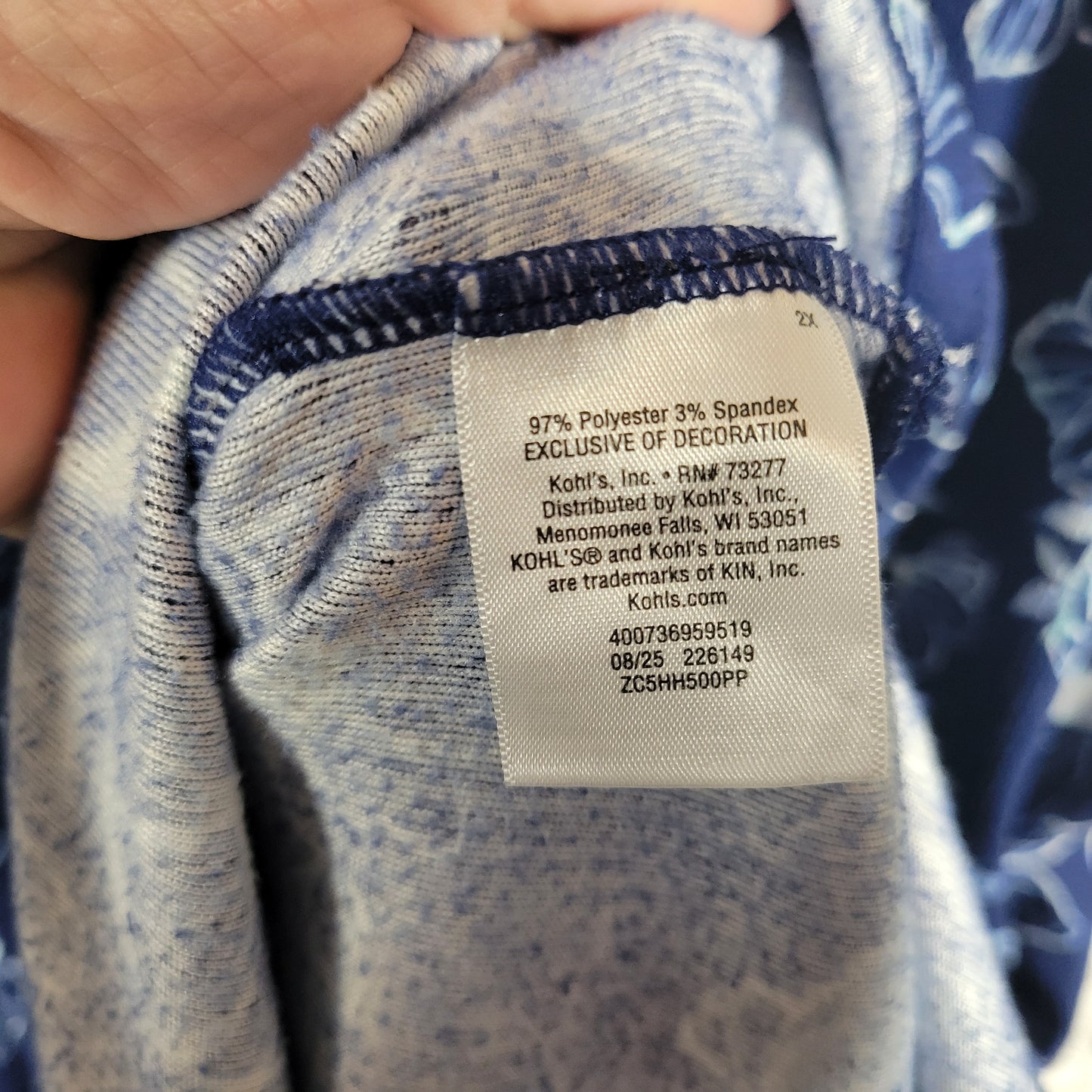 Croft & Barrow Nightgown Womens 2X Blue Floral Crochet Trim 1/4 Button FLO237E