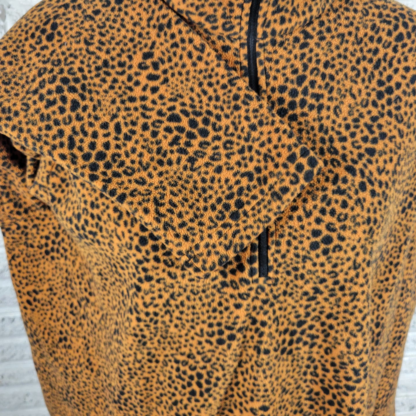 Lands End Fleece Cardigan Sweater Womens 2X Animal Print 1/4 Zip ANI7E