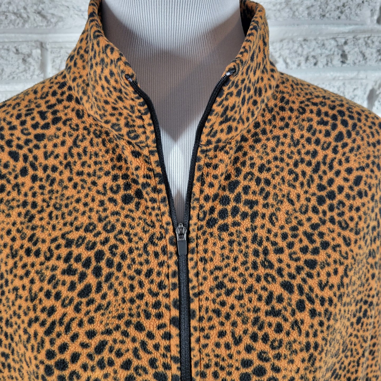 Lands End Fleece Cardigan Sweater Womens 2X Animal Print 1/4 Zip ANI7E