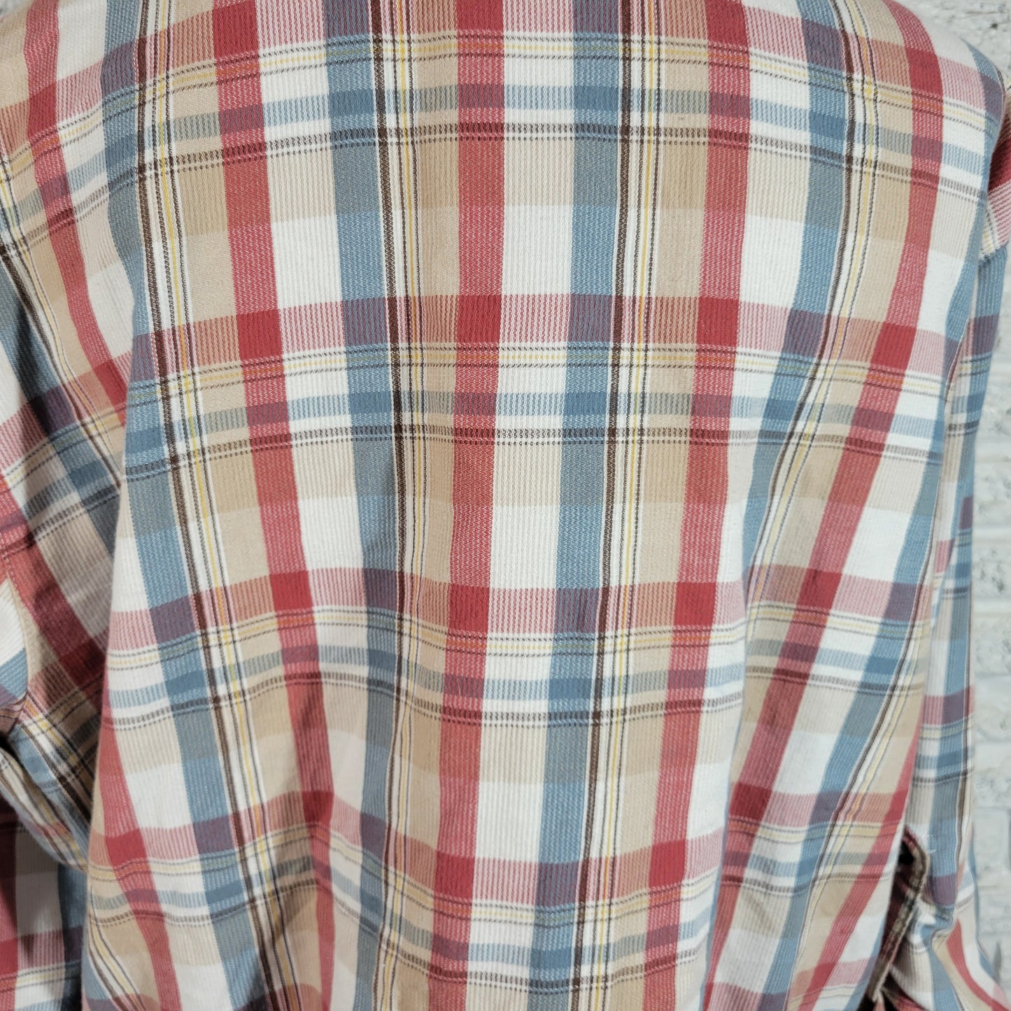 Alfred Dunner Womens Top 20W Plus Plaid Red Blue Tan Roll Tab Sleeve Zip PLA46E