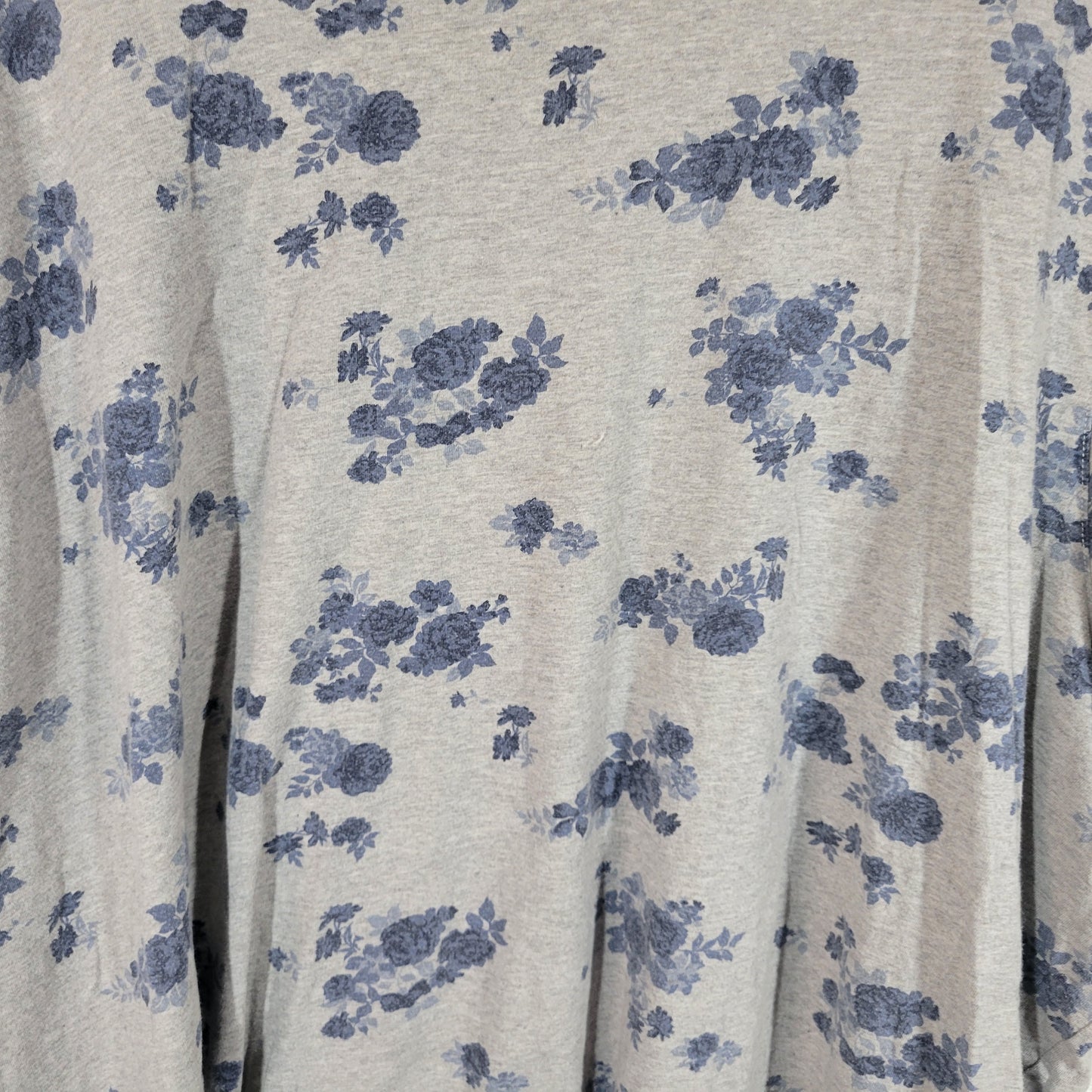Woman Within 5X Tunic Tee Shirt Plus Blue Gray Floral V-Neck FLO51E