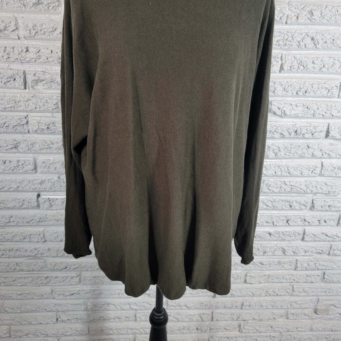 Michael Kors XL Green Knit Long Sleeve Top Crewneck Cotton Blend Pullover GRE24E