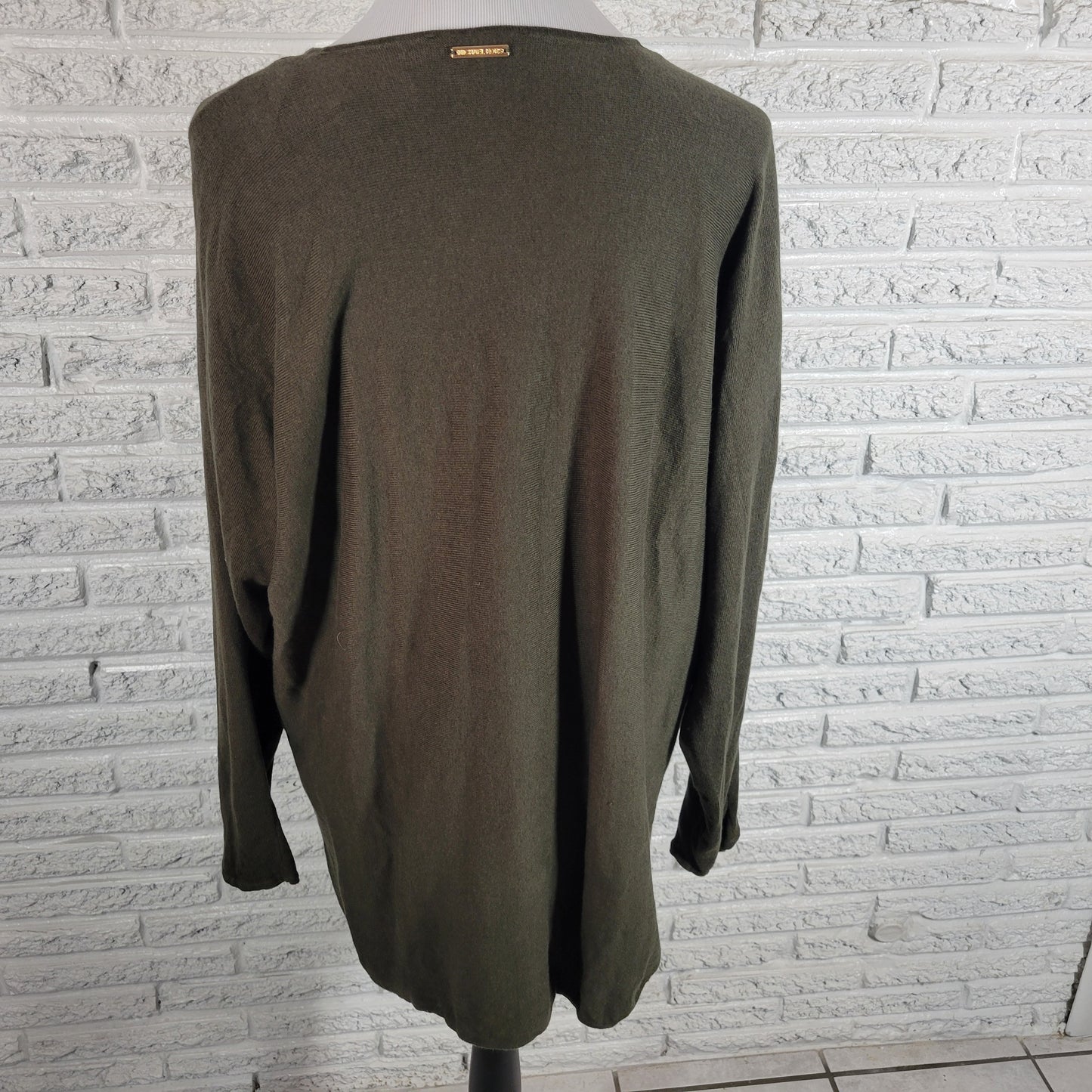 Michael Kors XL Green Knit Long Sleeve Top Crewneck Cotton Blend Pullover GRE24E