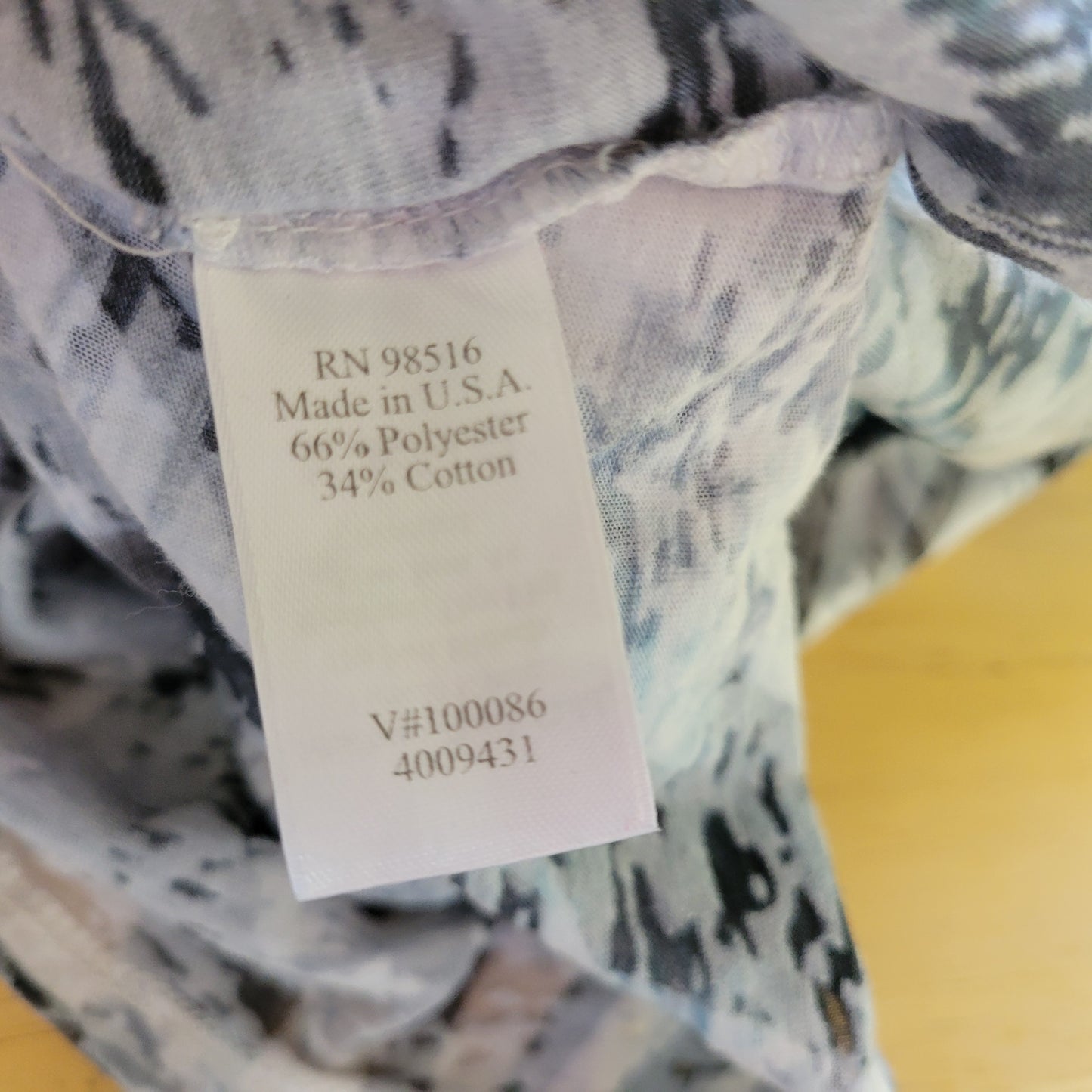 Coldwater Creek 1X Women Blue Gray Floral Burnout Sheer Crewneck Tee FLO253XE