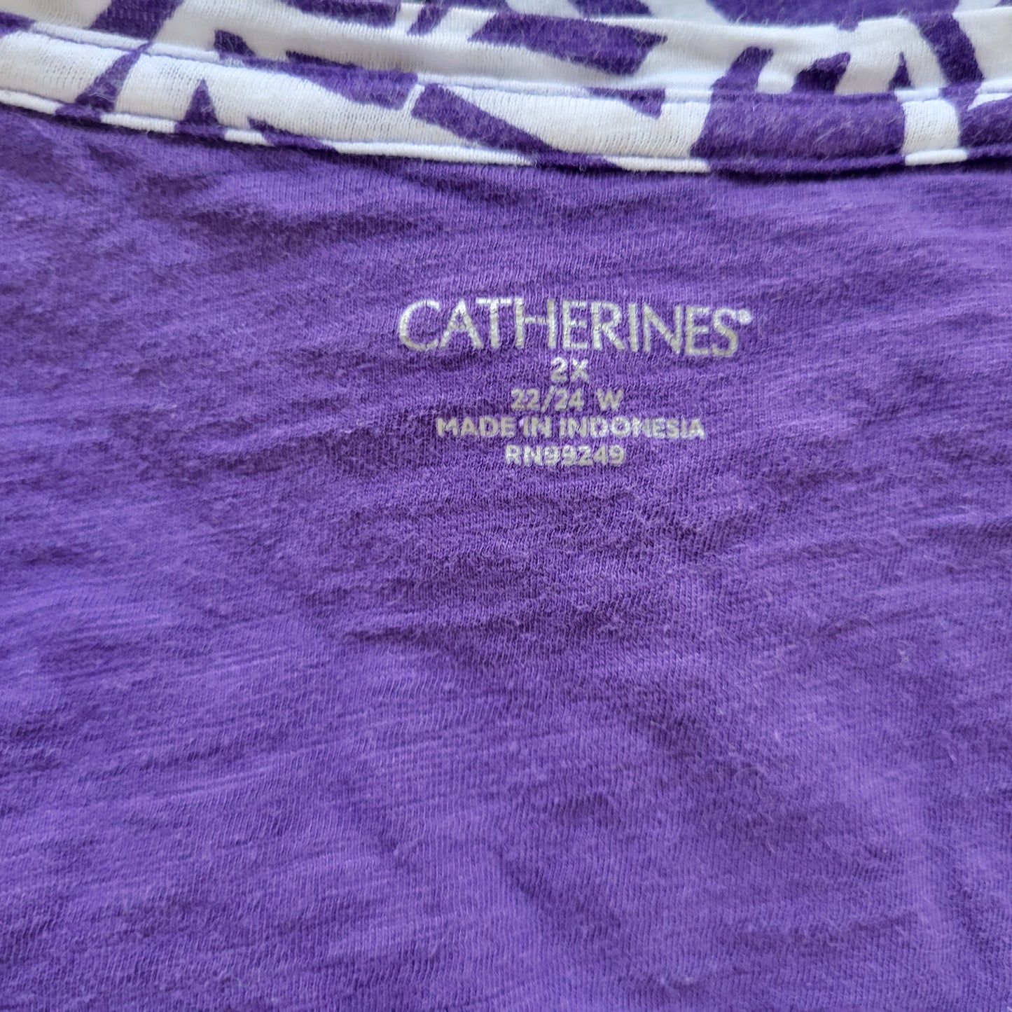 Catherines T Shirt Womens 2X Purple White Floral Cotton Crew Neck FLO253E
