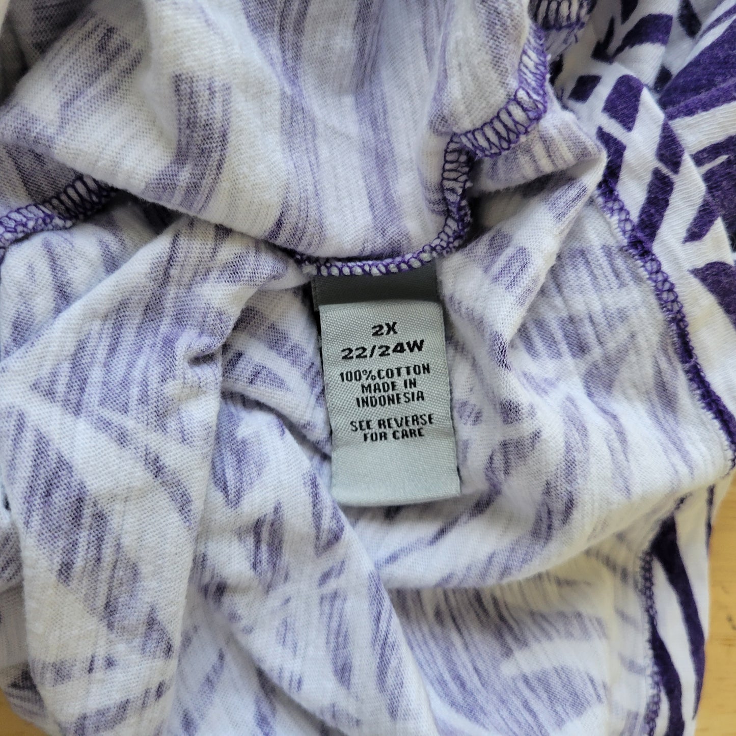 Catherines T Shirt Womens 2X Purple White Floral Cotton Crew Neck FLO253E