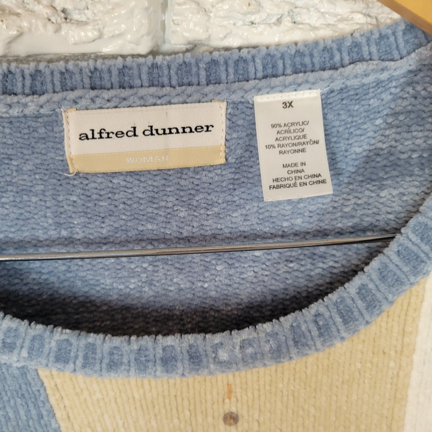Alfred Dunner 3X Sweater Womens Multicolor Geometric Sequin Beaded Knit SWE10E