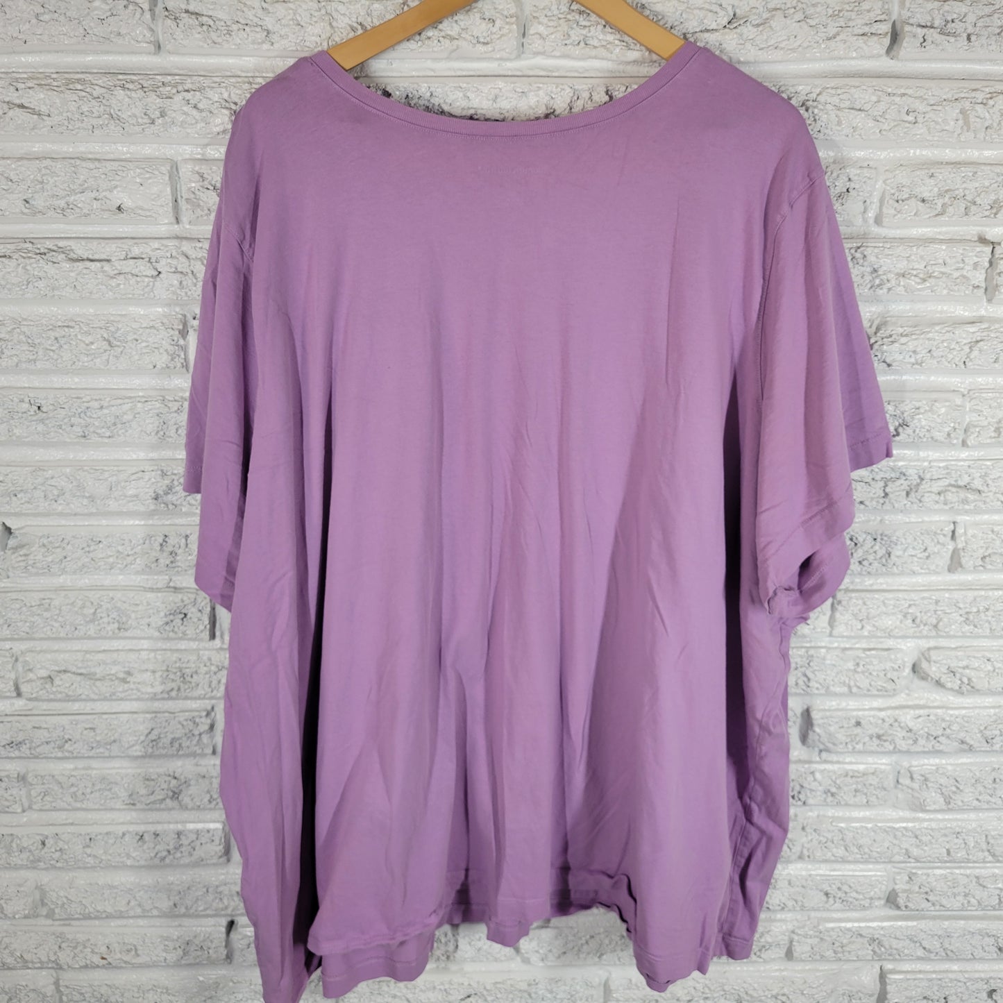 Woman Within T Shirt Womens 6X Lavender Cotton V Neck Short Sleeve PUR55E