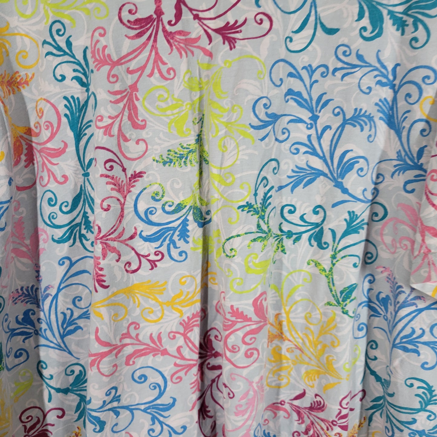 Woman Within Top 5X Floral Pleated V Neck Short Sleeve Cotton T Shirt FLO246XE