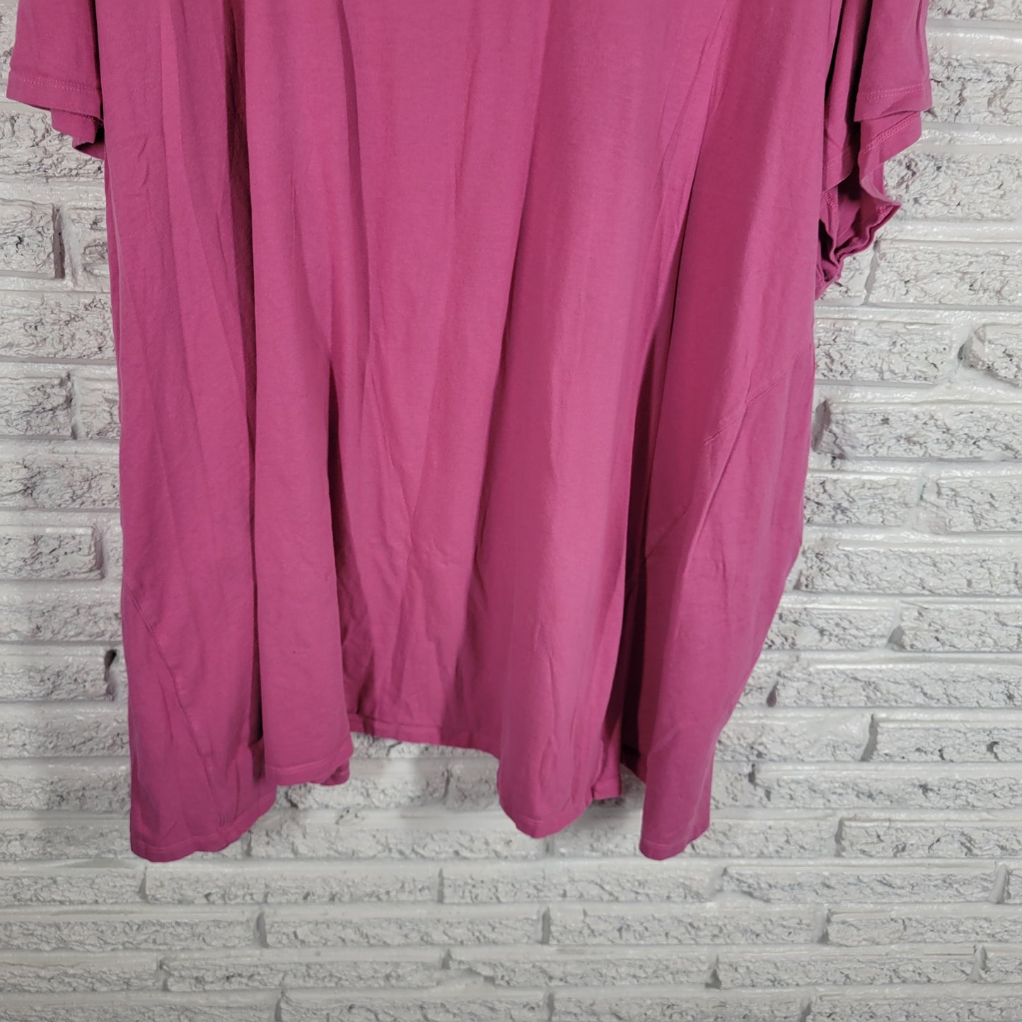 Roamans T Shirt Womens 6X Pink Cotton Short Sleeve Solid Crew Neck Casual PIN3E