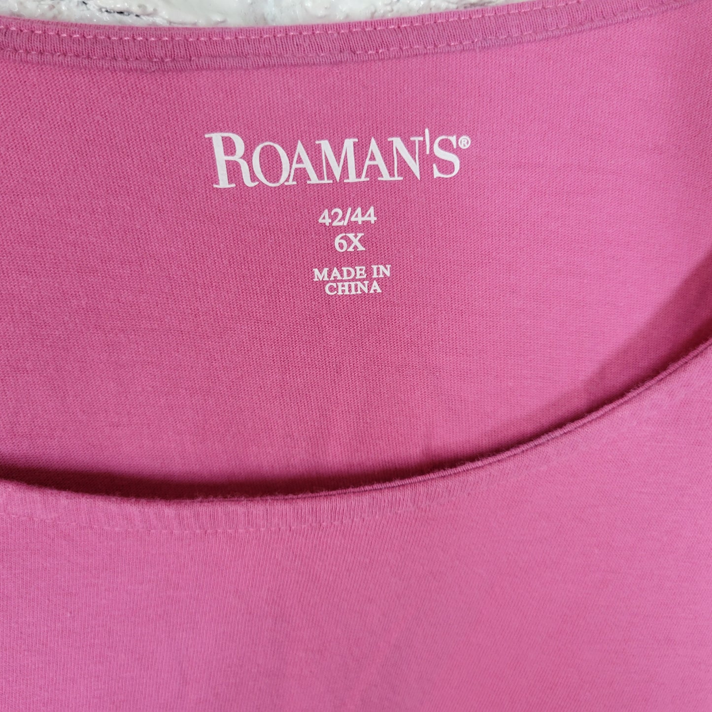 Roamans T Shirt Womens 6X Pink Cotton Short Sleeve Solid Crew Neck Casual PIN3E