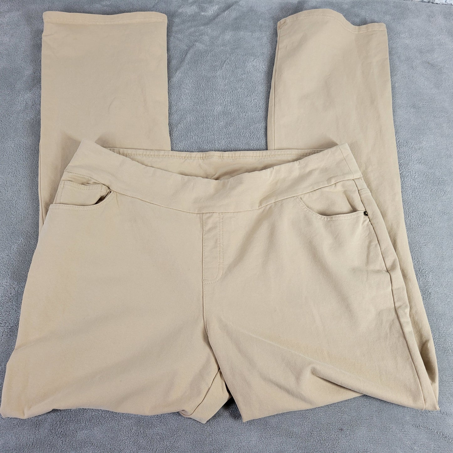 Denim & Co Womens Pants 20WT Plus Tall Beige Cotton Jogger Straight Leg A23E