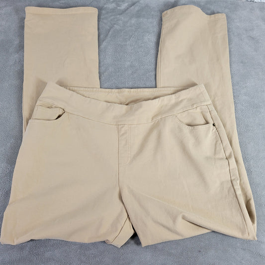 Denim & Co Womens Pants 20WT Plus Tall Beige Cotton Jogger Straight Leg A23E