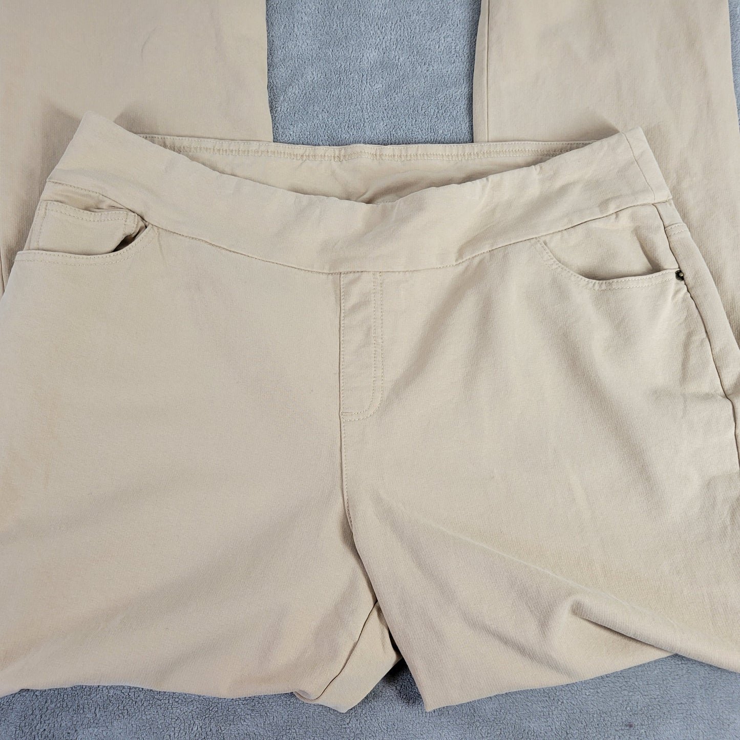 Denim & Co Womens Pants 20WT Plus Tall Beige Cotton Jogger Straight Leg A23E