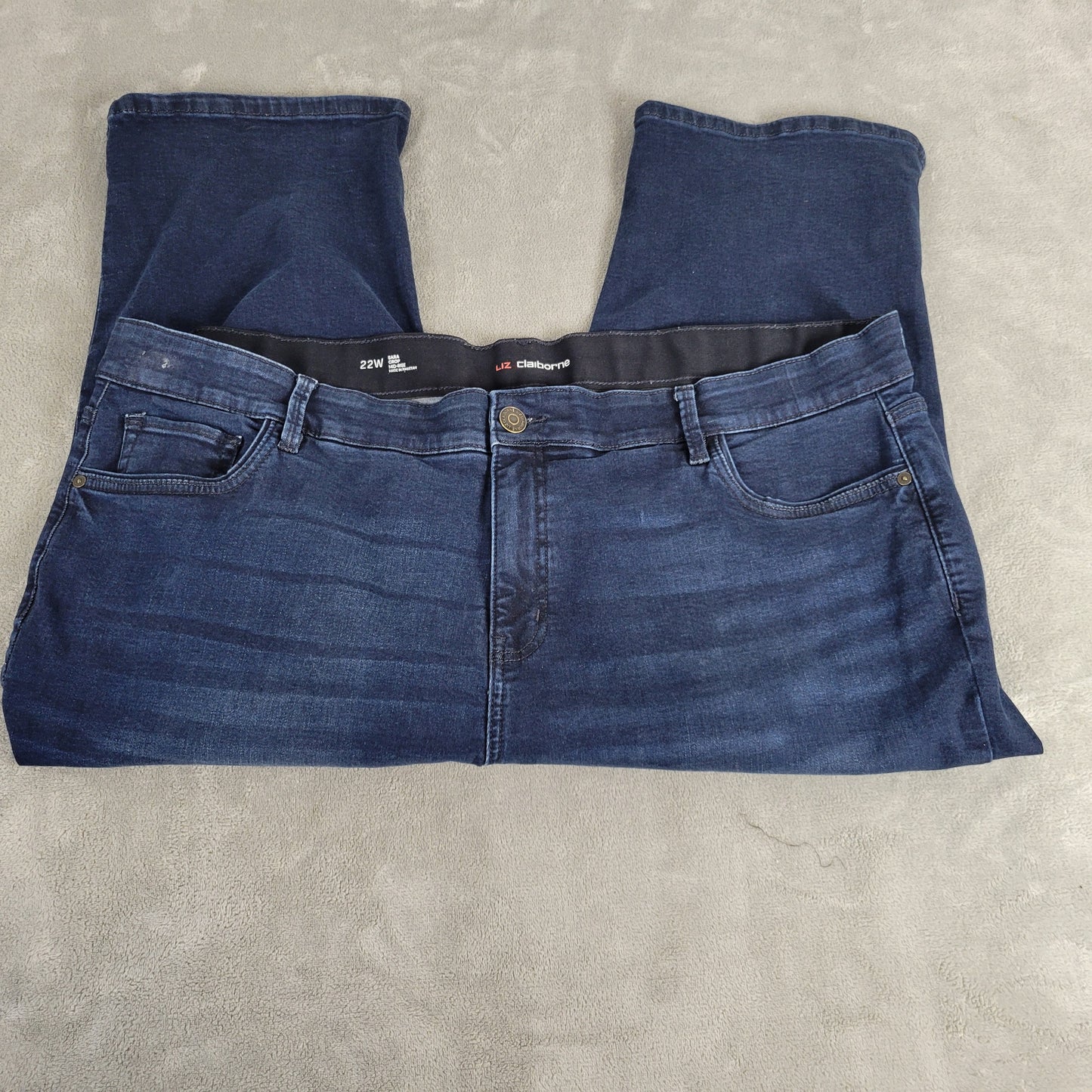 Liz Claiborne Womens Jeans 22W Dark Blue Capri Denim Sara Crop CAP18E